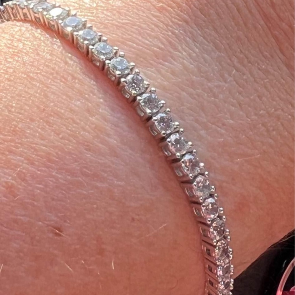 Oceans Fine Jewelry Moissanite 3mm 925 Silver Bracelet 16mm 6.25” S, 17mm 7.0” M - Picture 3 of 6